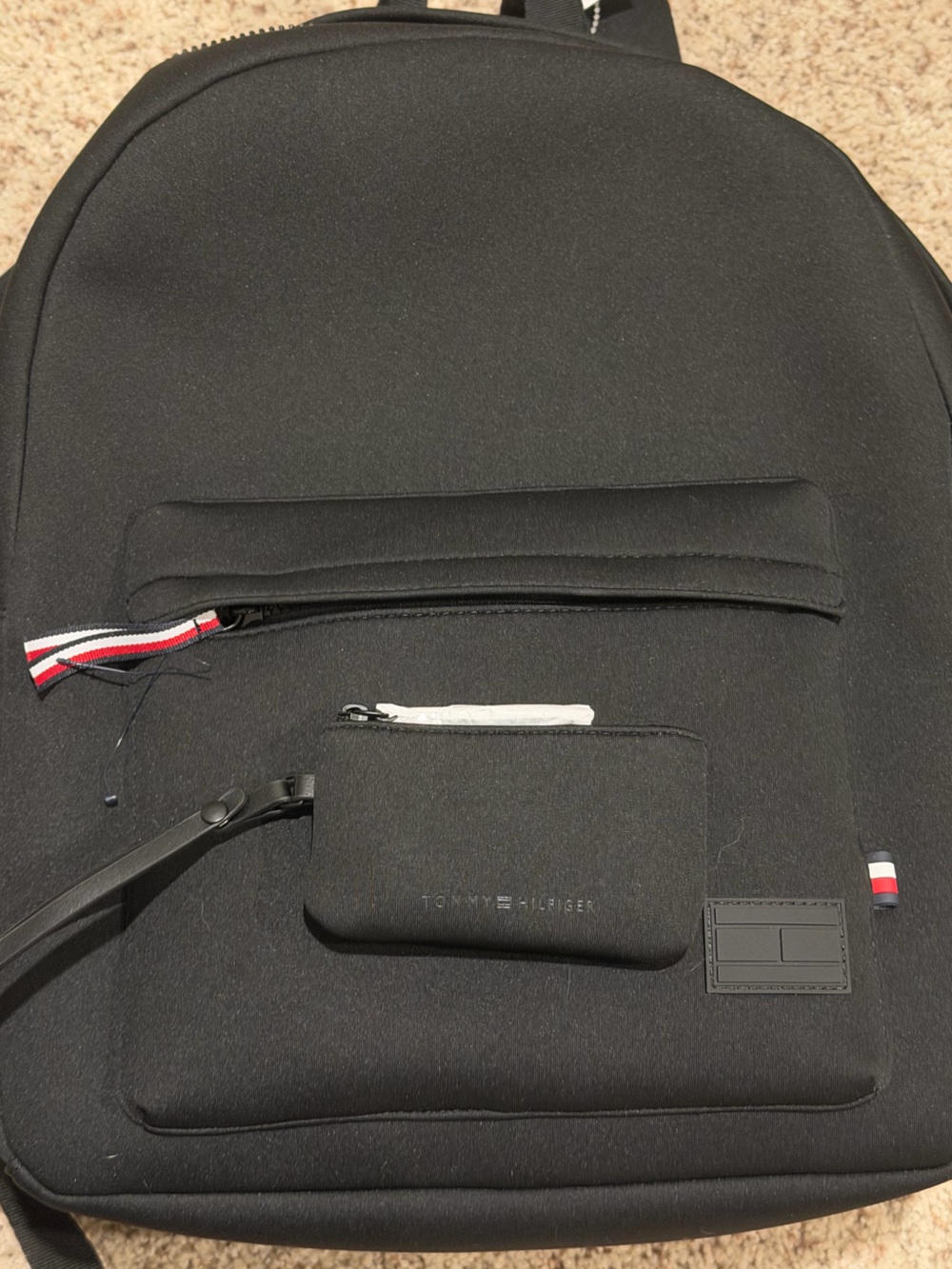 Tommy Hilfiger Men’s Black Everyday Dome Backpack with Detachable Pouch